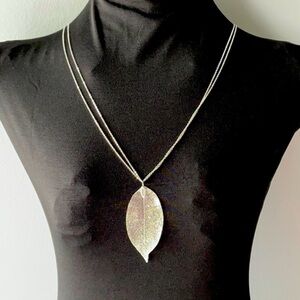 WORLD Market Silver Leaf Double Chain Pendant